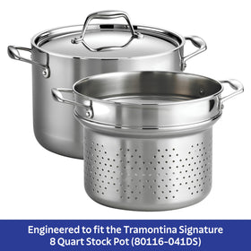Tramontina Signature multi-use steamer basket for vegetables and seafood.</
