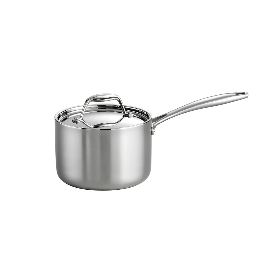 Tramontina Signature 2-quart saucepan with lid ideal for sauces and reductions.