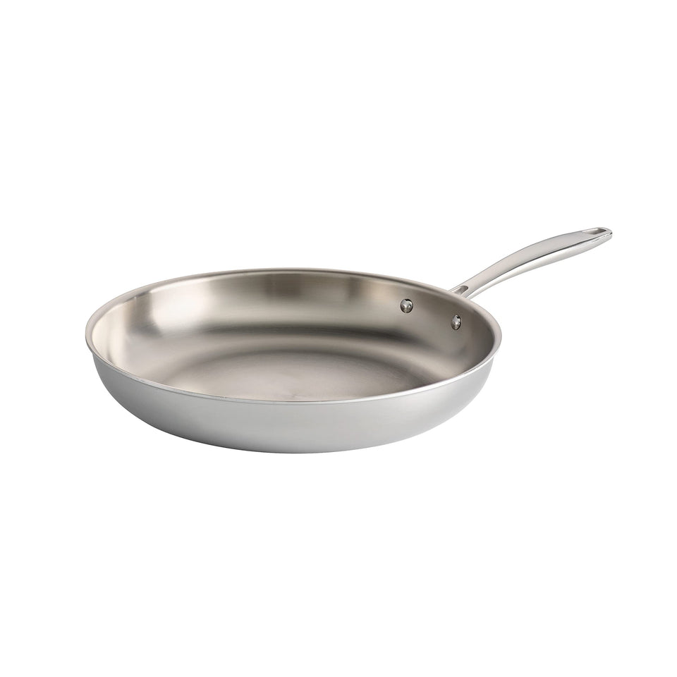 Tramontina Signature Tri-Ply Fry Pan top view with 12 inch surface for even heating