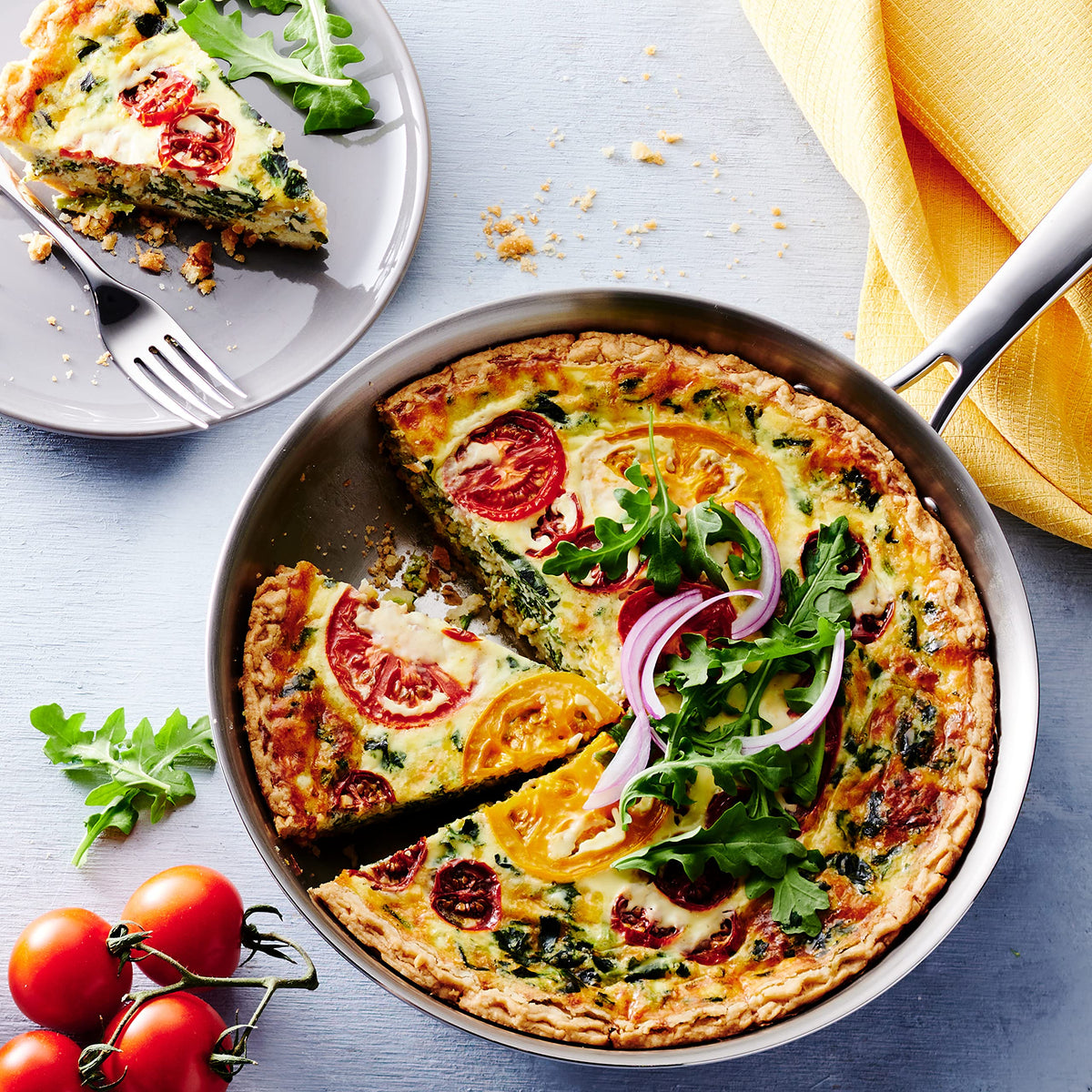 Tramontina Tri-Ply 10-inch pan finished in a kitchen-safe oven-friendly design up to 500°F.