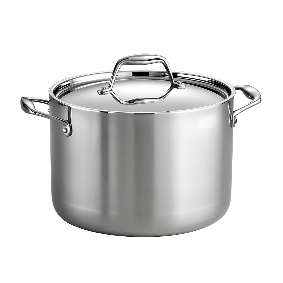 Tramontina Signature stock pot with lid shows even heat for large batches