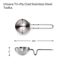 Compact side view of the Tramontina Utsava Tadka Pan suitable for small-batch cooking.