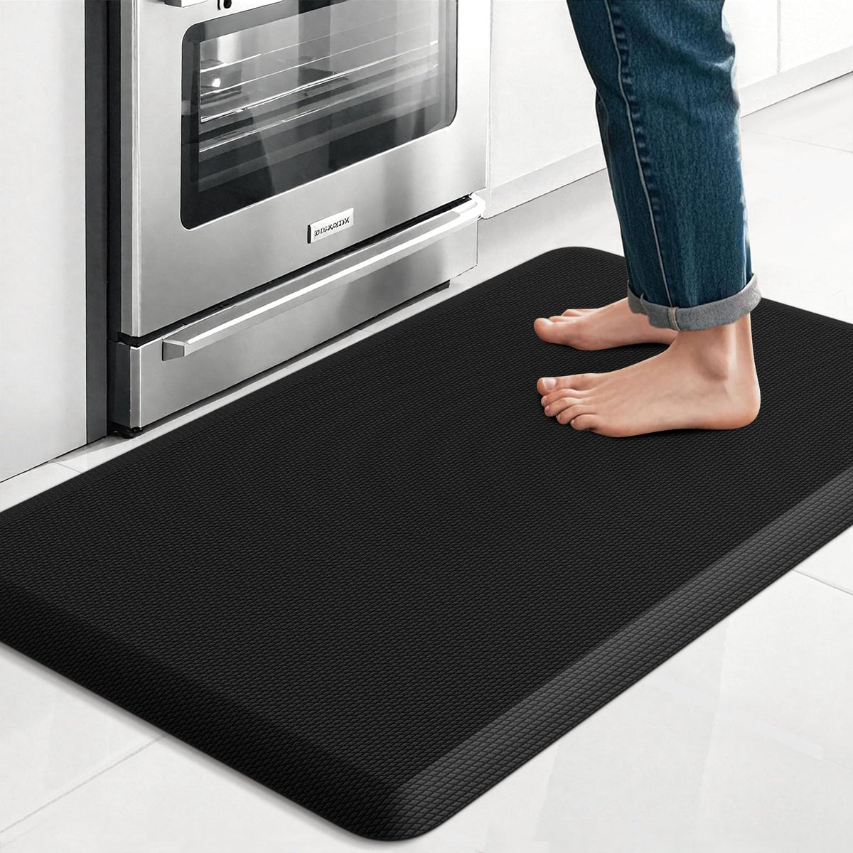 TranquilRelax kitchen mat anti-fatigue cushion for comfortable standing while cooking.
