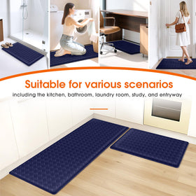 TranquilRelax entryway mat delivers slip-resistant footing for safe transitions in blue.