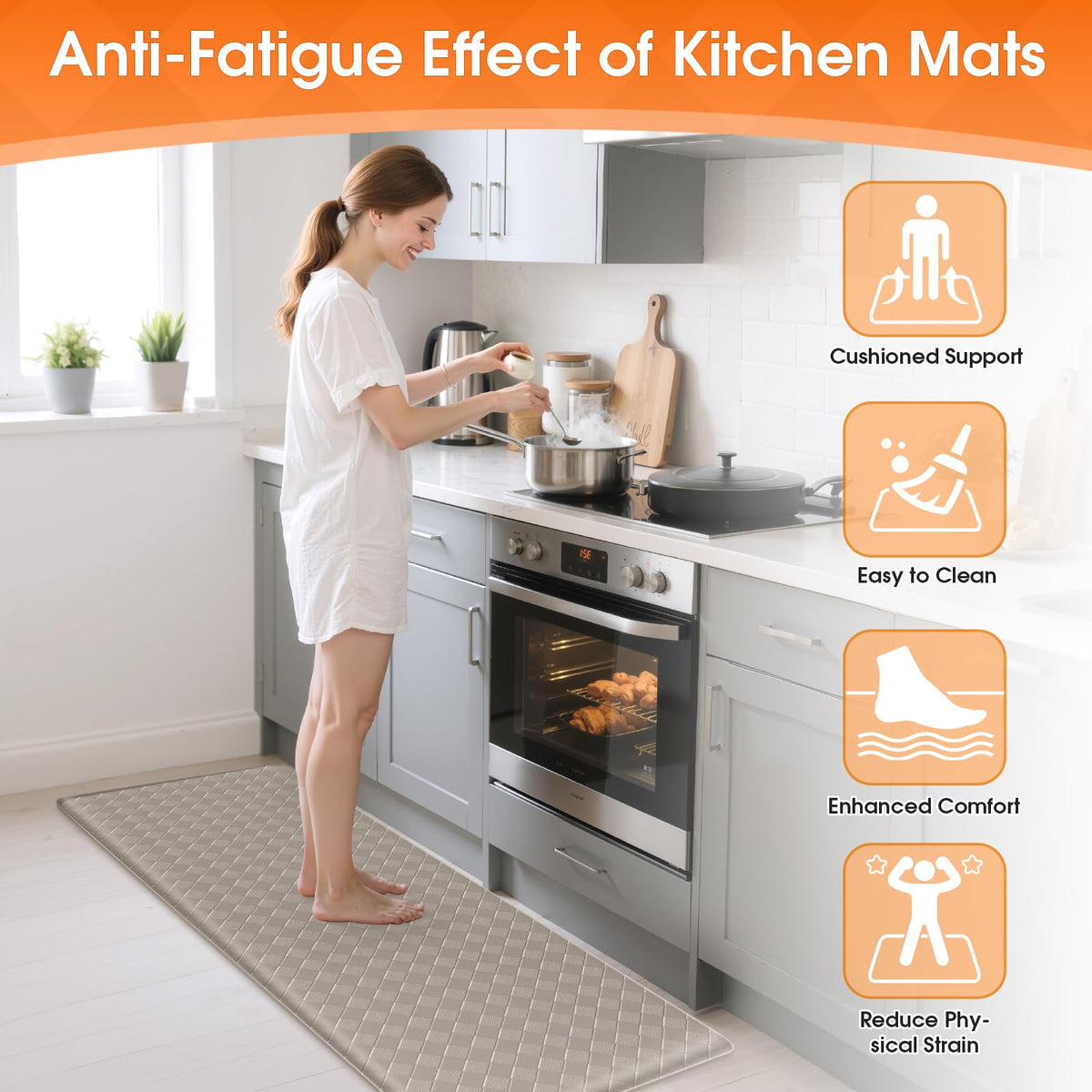 TranquilRelax non-slip underside keeps mat secure on wet floors.