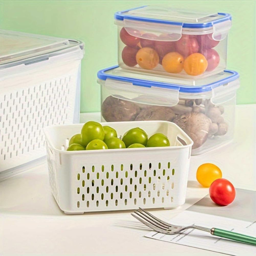 Trasylph removable basket in fridge container simplifies rinsing and air drying.