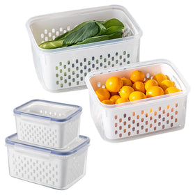 Trasylph fruit storage container with removable basket for easy washing and drainage.