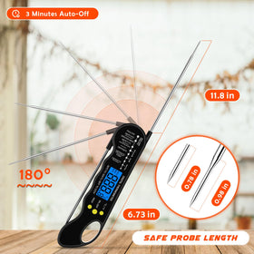 TRAUSI durable stainless steel probe minimizes meat damage during checks.