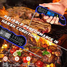 TRAUSI Waterproof thermometer with a durable probe for easy cleanup after grilling.