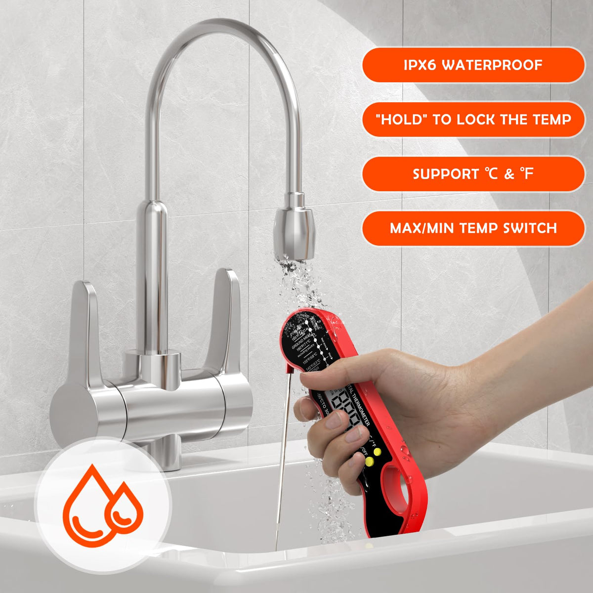 TRAUSI thermometer featuring durable 304 stainless steel and eco-friendly materials.