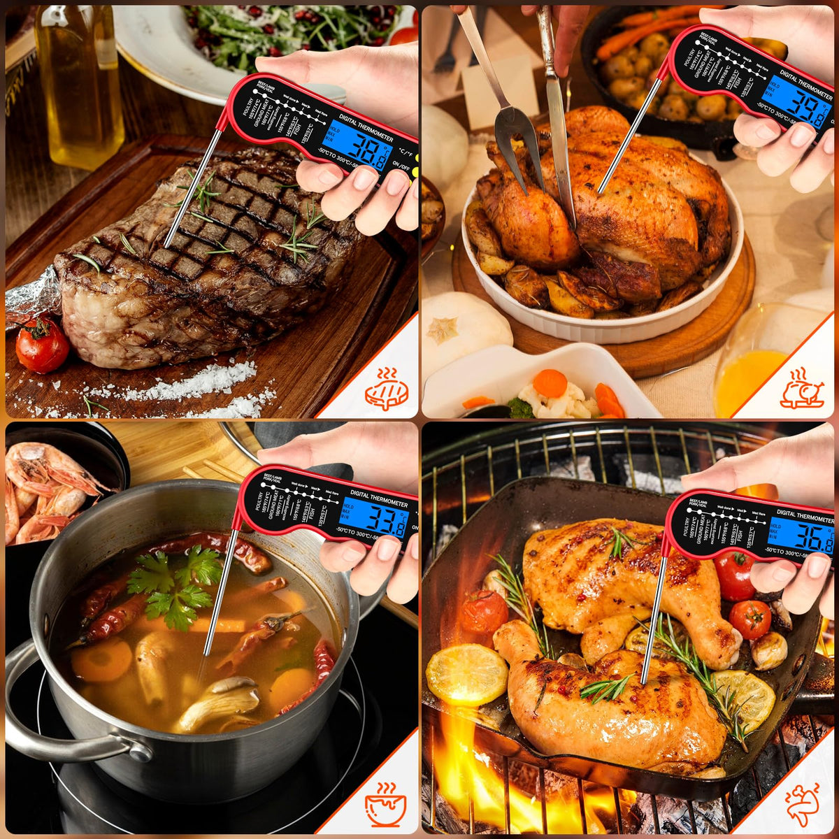 TRAUSI thermometer IPX6 waterproof design for easy cleaning and durability.