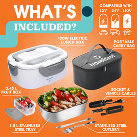 TRAVELISIMO portable lunch warmer for quick, convenient reheating at work.