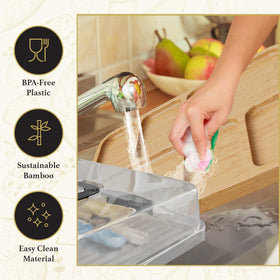 Trayful Charcuterie Board cover-closed keeps meats and cheeses secure during transport.