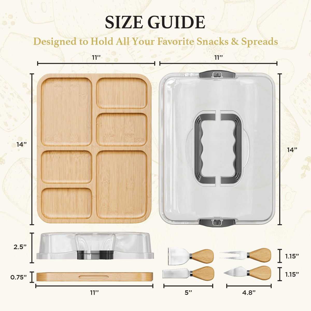 Trayful Charcuterie Board-side-compartments help organize meats and crackers neatly.