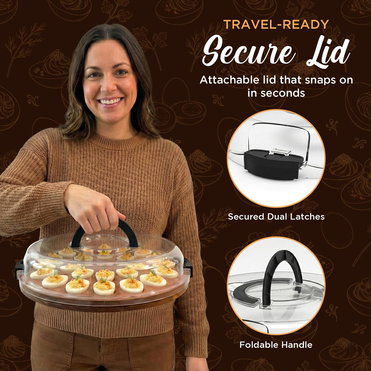 Trayful closed lid protects eggs from fridge odors.