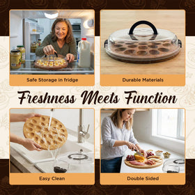 Trayful stackable design saves fridge and counter space.