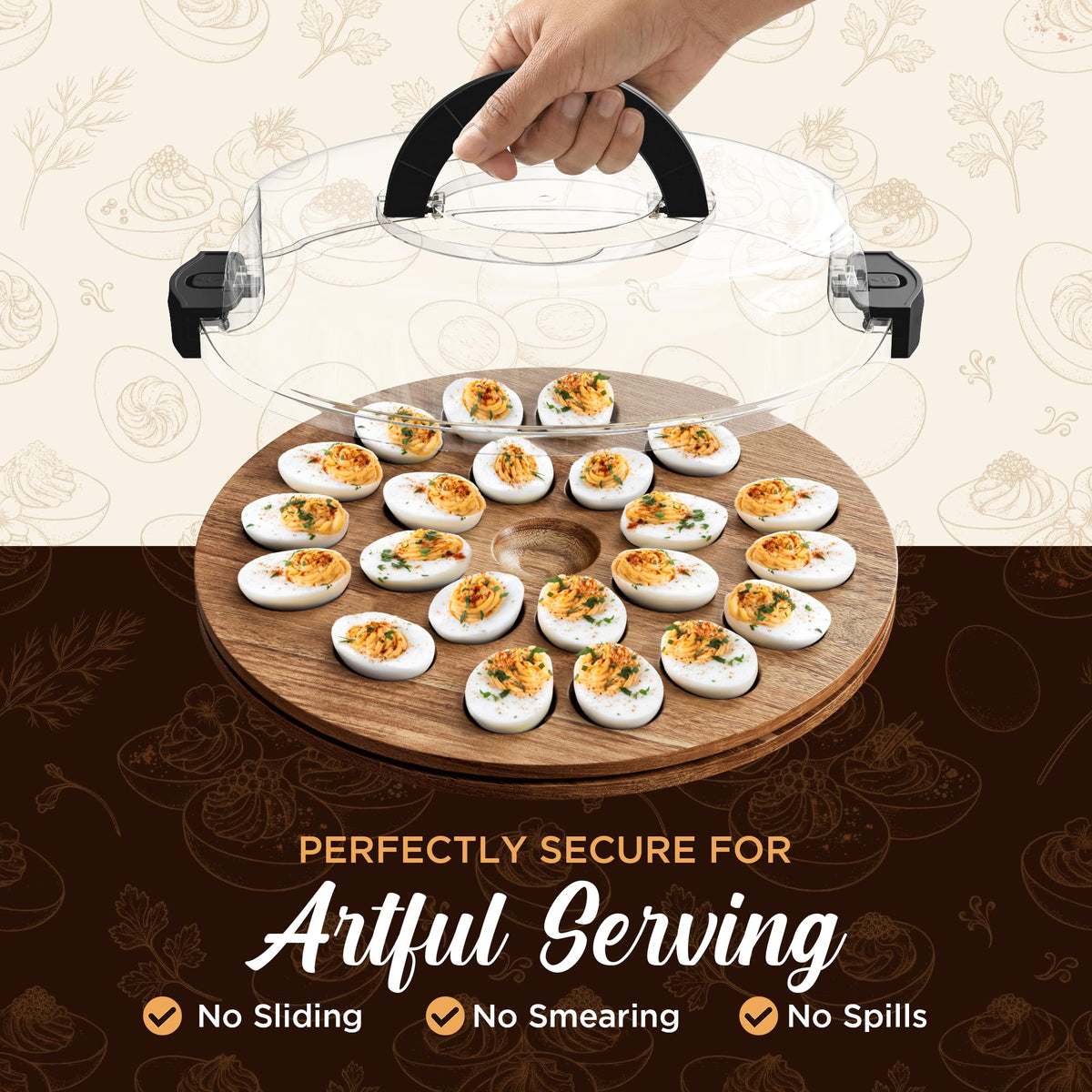 Trayful travel-safe carrier prevents spills and odors en route.