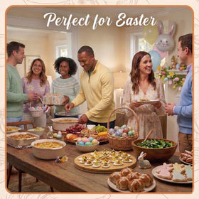 Trayful stackable deviled egg tray saves space on counters