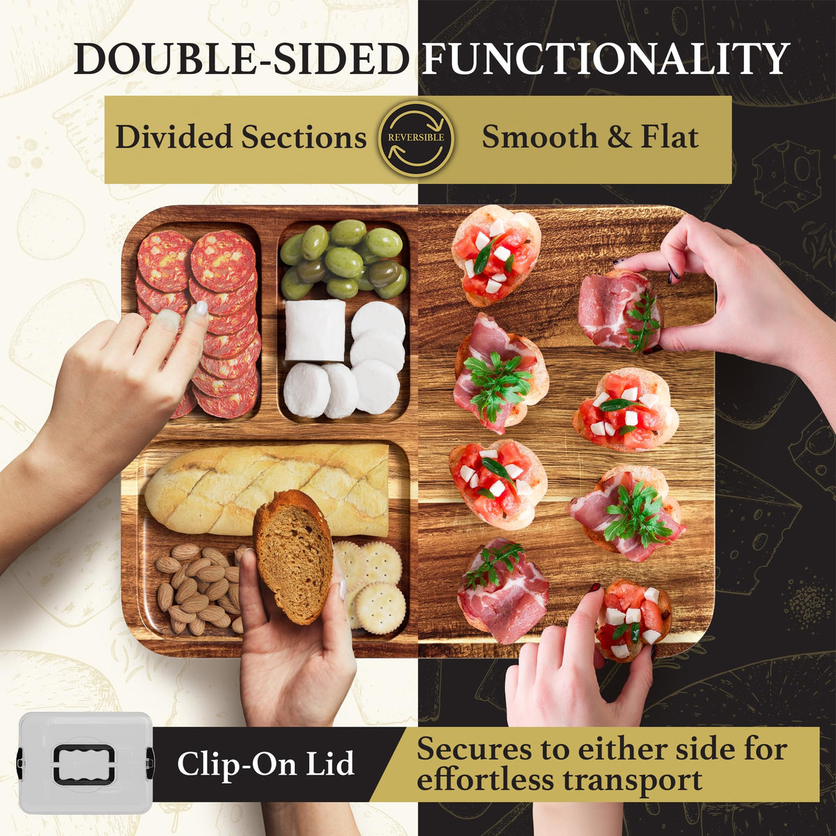Trayful outdoor-serving board perfect for alfresco meals and barbecues