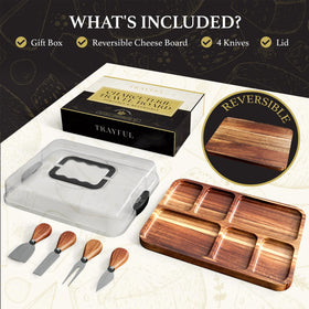 Trayful premium acacia wood board offers durable, long-lasting entertaining surface