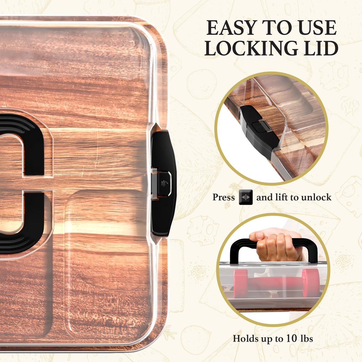 Trayful spacious serving board accommodates cheese, crackers, and bites for 4–8 guests