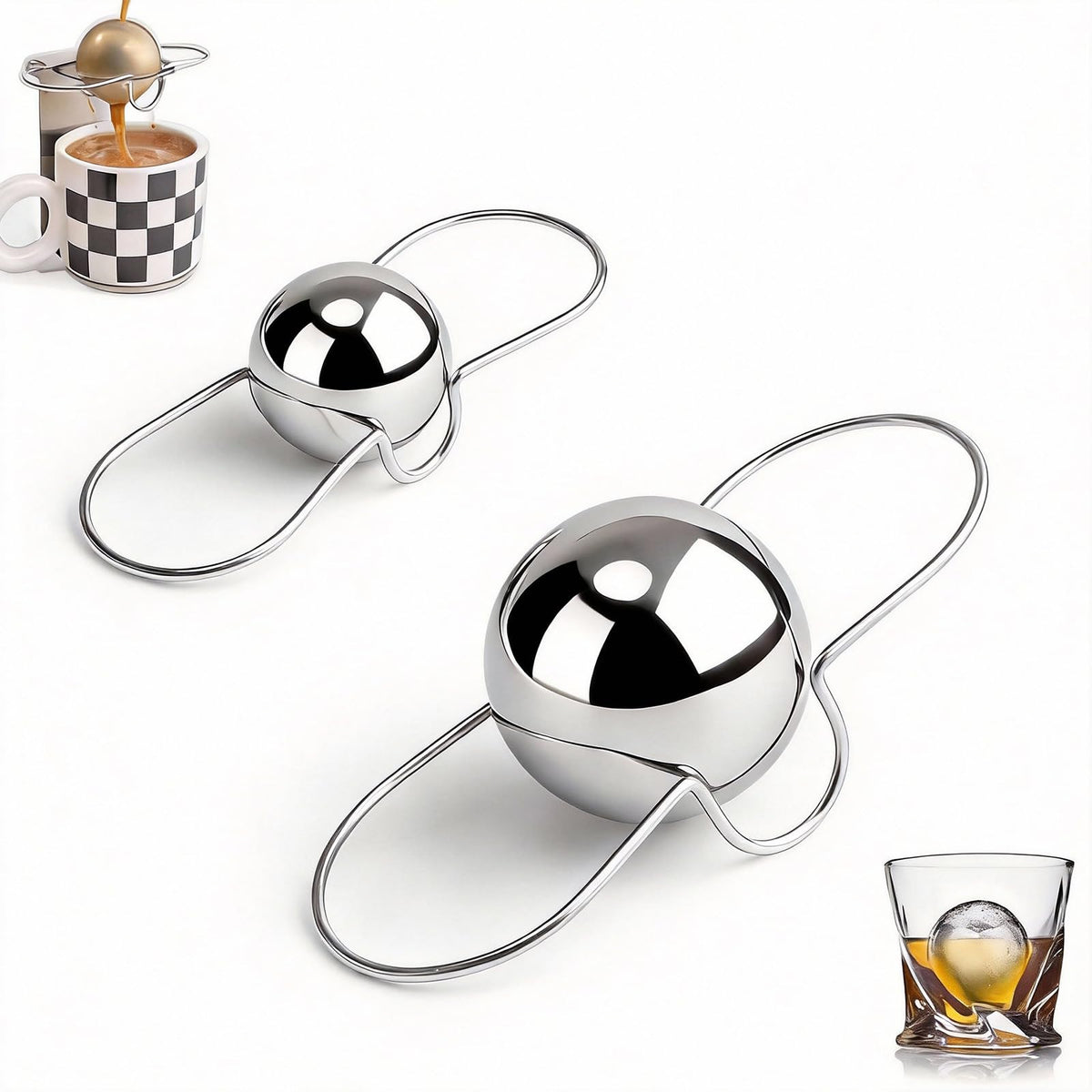 Treasdamic espresso cooling ball 55mm cooling action preserves flavor without dilution.
