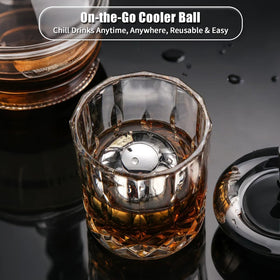 Treasdamic stand holds a cooling ball for easy use in cups.