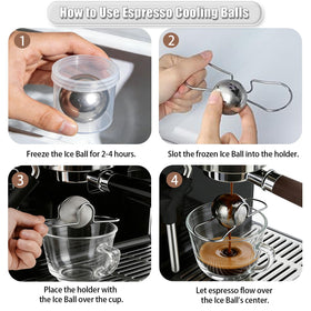 Treasdamic cooling ball beside whiskey glass for non dilution cooling.