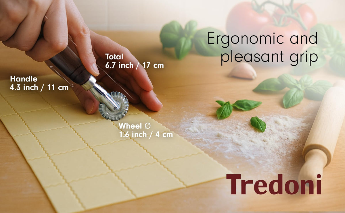 Tredoni pastry wheel butterfly-cookie-cut—fun shapes with consistent depth.