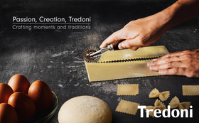Tredoni pastry wheel ravioli-press—creates uniform pockets when filling.
