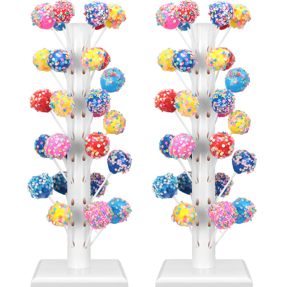 Treela cake pop stand with 60 holes, white finish, ideal for stylish dessert displays.