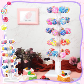Treela party decor stand supports themed candy and lollipop arrangements.