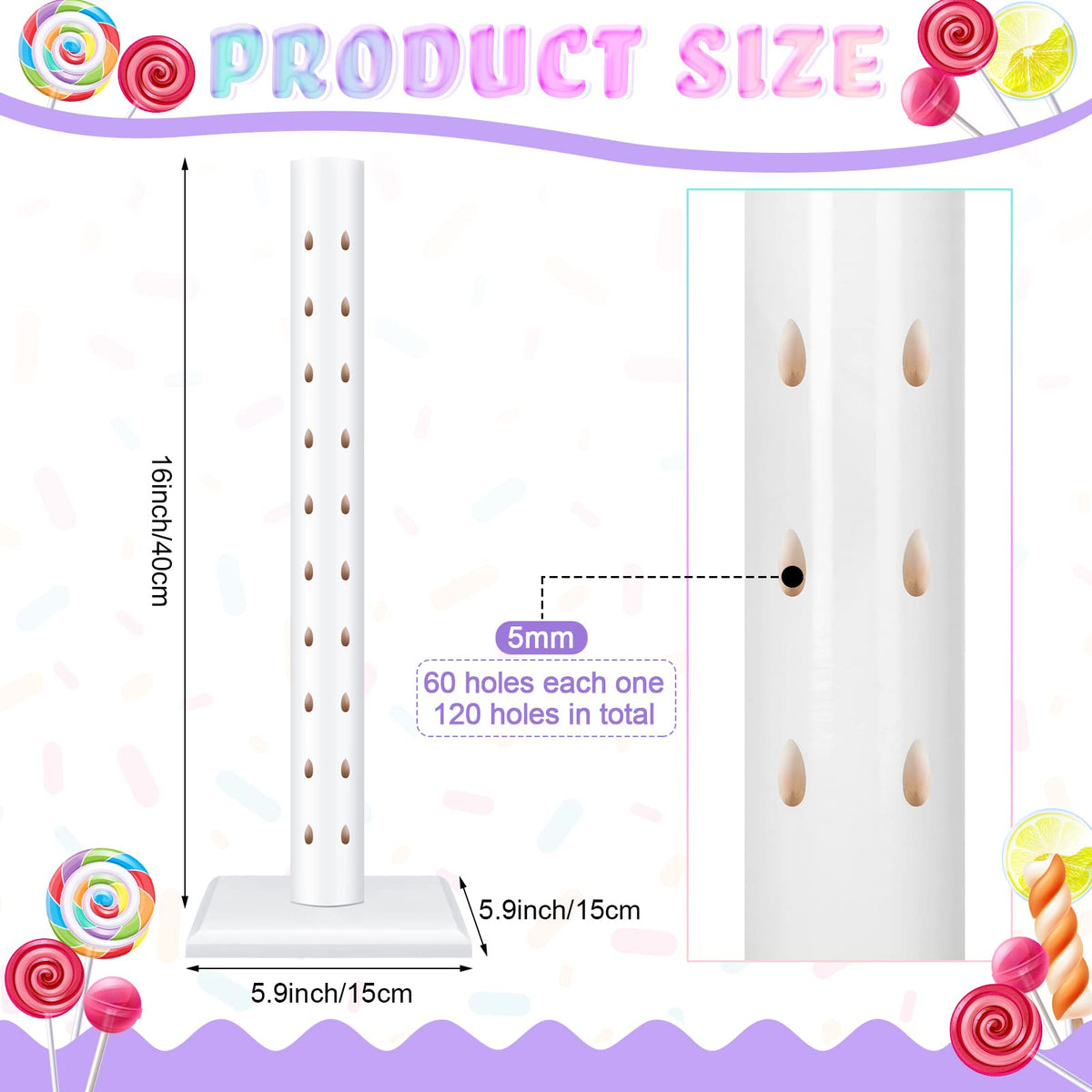 Treela wood lollipop tree stand shows treats with a sturdy 60-hole layout.