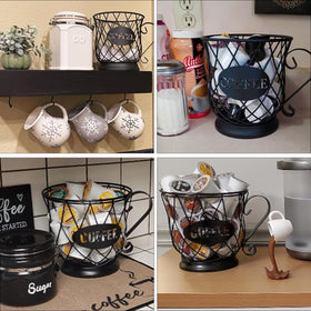 TreeLen K Cup Holder fits on a coffee bar for easy access