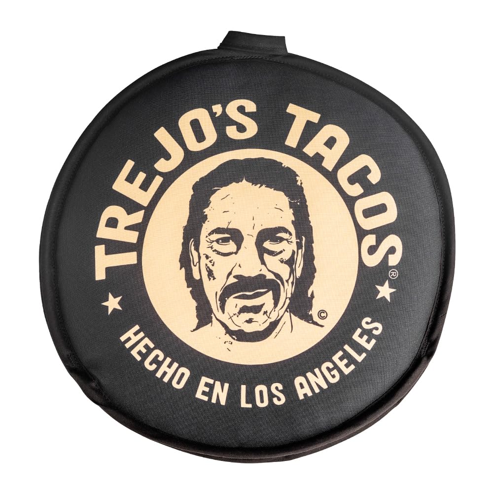 Trejo's Tacos tortilla warmer pouch in use, keeping tortillas warm for taco night and gatherings.