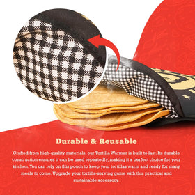 Trejo's Tacos tortilla warmer pouch with tortillas ready for meals.