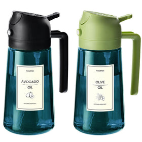 TrendPlain blue glass olive oil sprayer for precise mist in salads and cooking