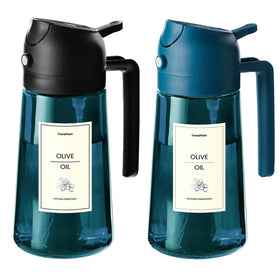 TrendPlain blue glass olive oil sprayer for precise pour and spray in the kitchen.