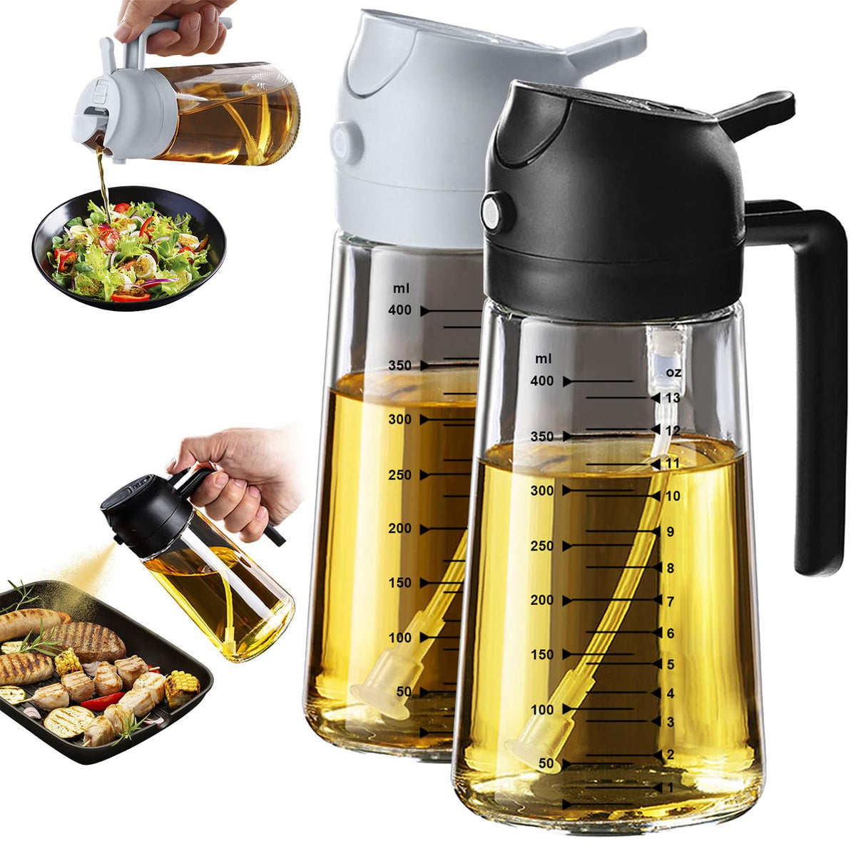 TrendPlain olive oil sprayer delivers a precise fine mist for even coating.