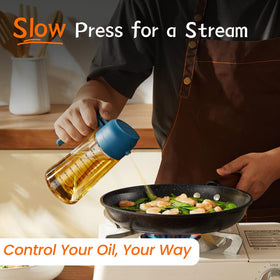 TrendPlain olive oil sprayer pour mode enables controlled drizzle during cooking.