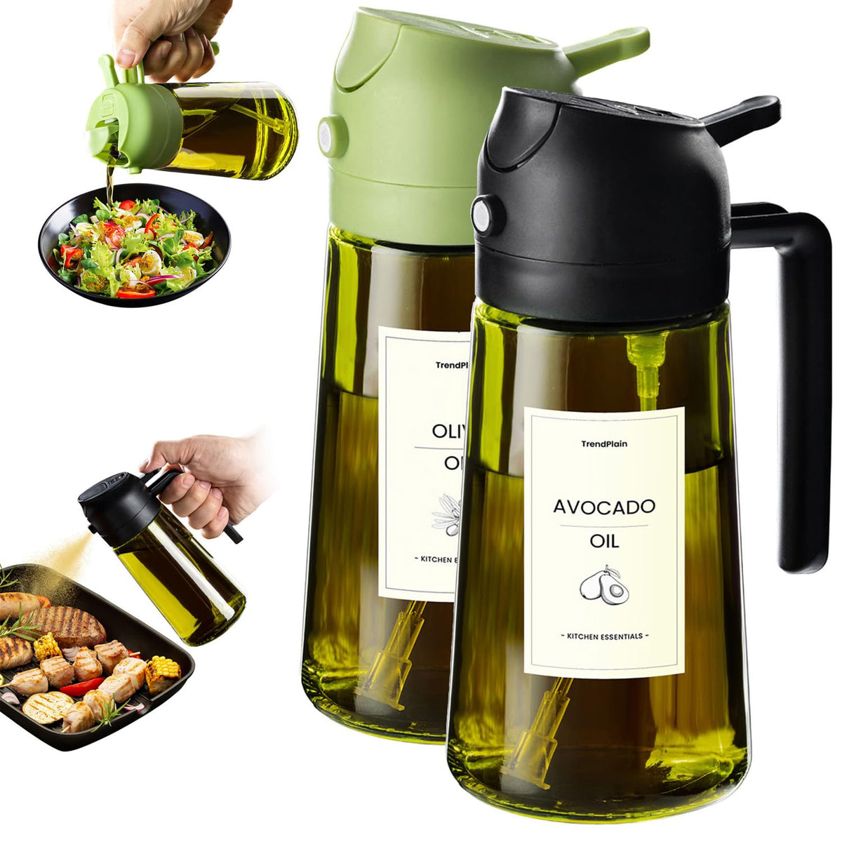TrendPlain Original olive oil dispenser pours precisely for cooking.