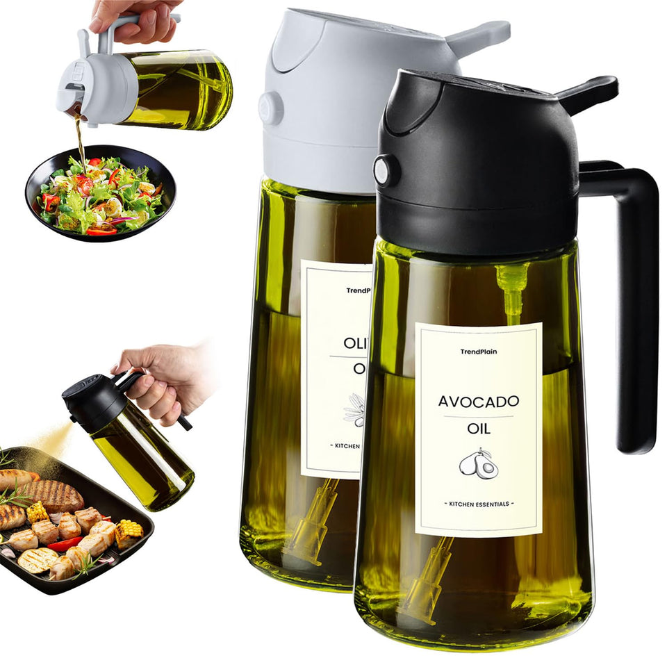 TrendPlain olive oil dispenser bottle for precise pouring and spray use.