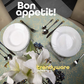 Trendware dinner forks in gold-accented finish, perfect for main courses and stylish dining.