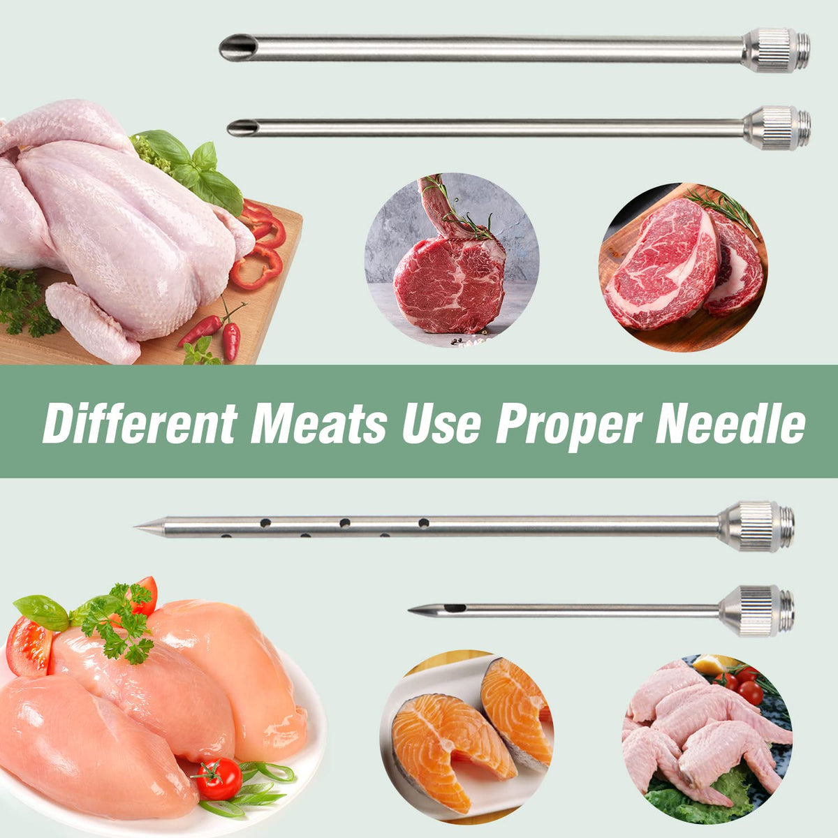 Close-up of Tri-Sworker injector barrel and needles for precise flavor delivery