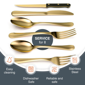Tribal Cooking dinner and salad forks and spoons shown for versatile meals.