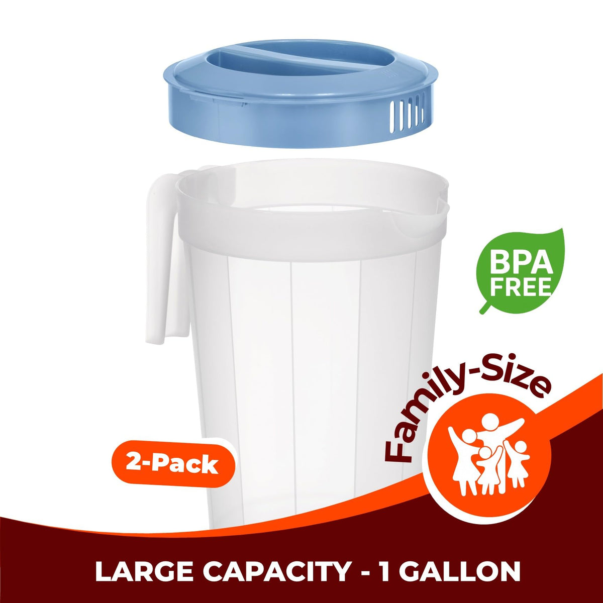 Tribello 1-gallon pitcher wide-mouth opening for easy ice and fruit additions.