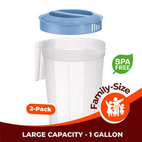 Tribello 1-gallon pitcher wide-mouth opening for easy ice and fruit additions.