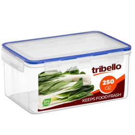 Tribello 250 oz clear container with SnapTight lid for visible meal prep.