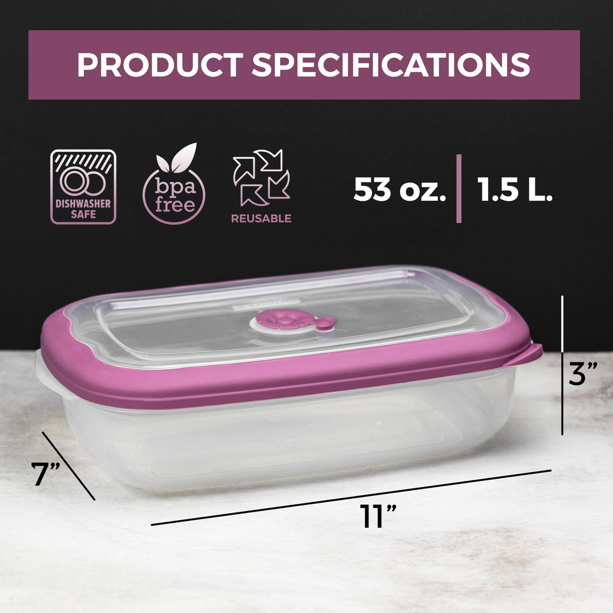 Tribello airtight 53oz container with leak-proof lid for meal prep