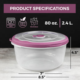Tribello bowl with steam vent lid enables safe reheating.